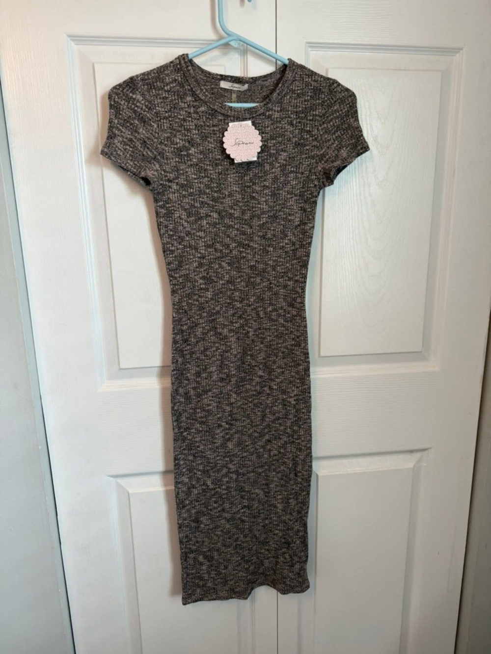 Soprano Charcoal Ribbed Midi Dress